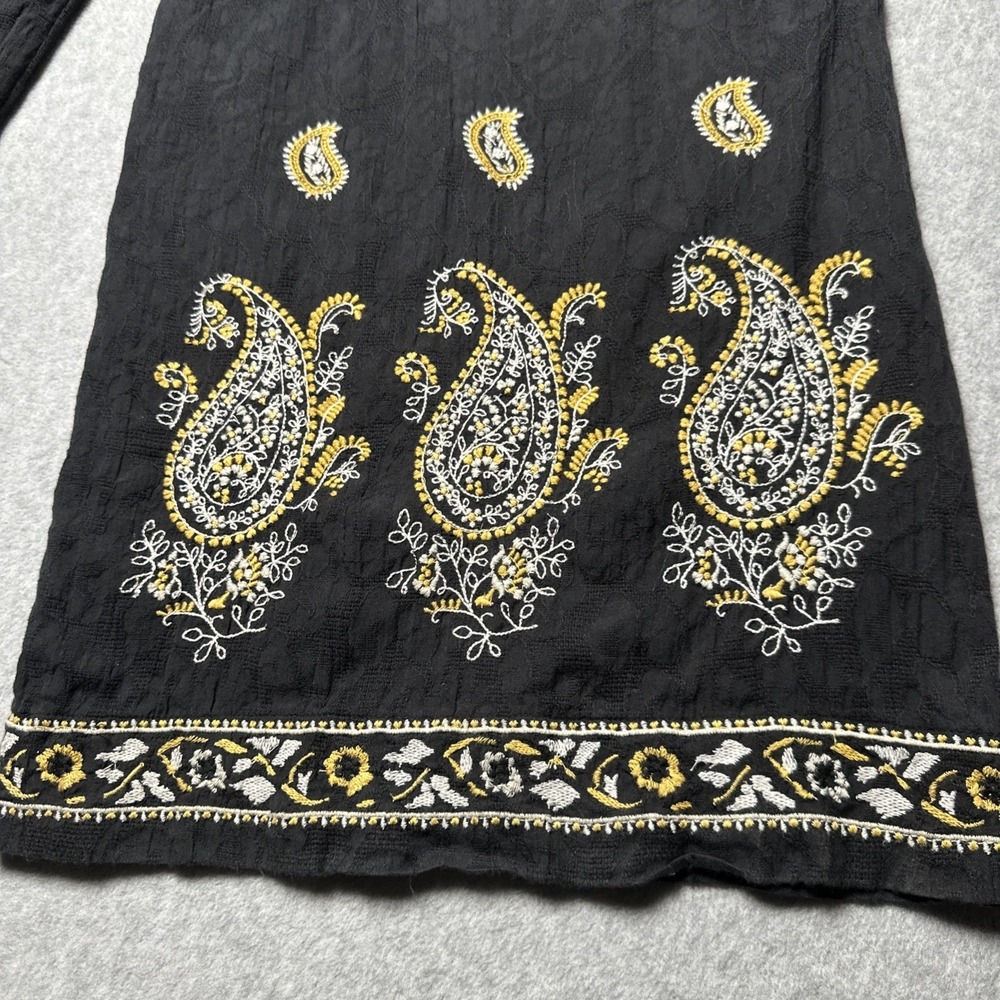 Anthropologie Maeve Smocked Wide Leg Embroidered Pants lined boho festival Small - Picture 9 of 11